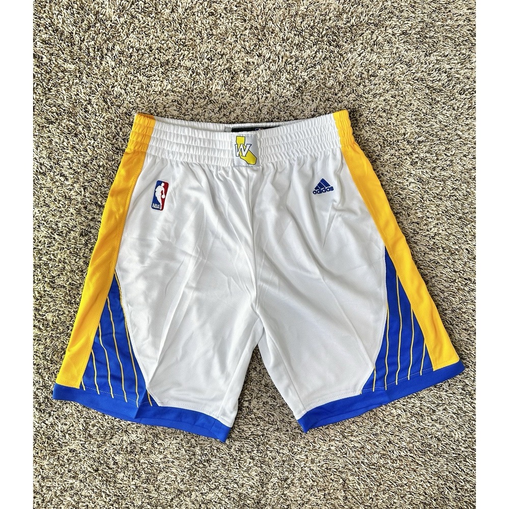 Adidas‎ Men's NBA Golden State Warriors Basketball Shorts White Size Small
